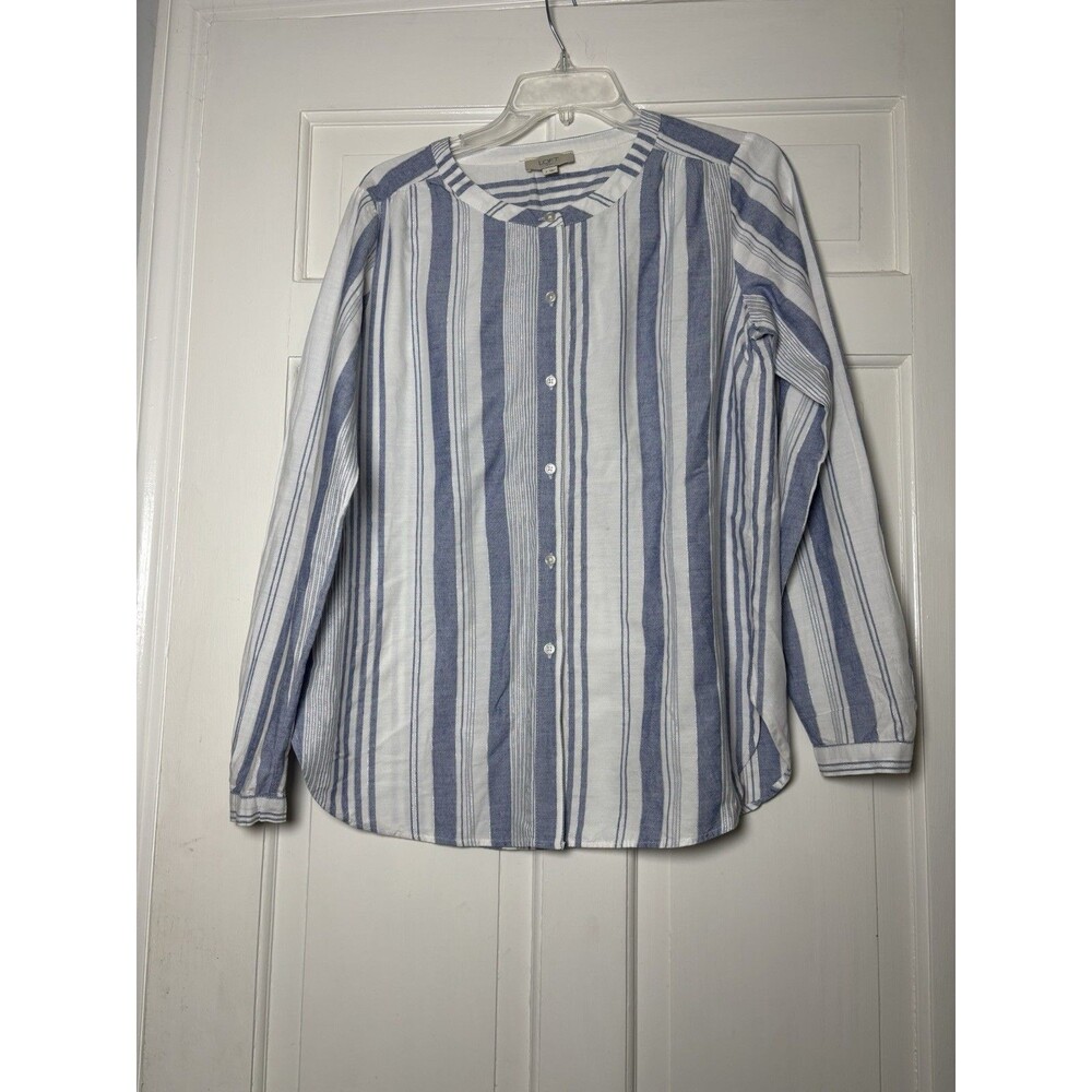 LOFT Outlet Women’s Blue/White Cotton Blend Tunic Blouse Shirt Size S
